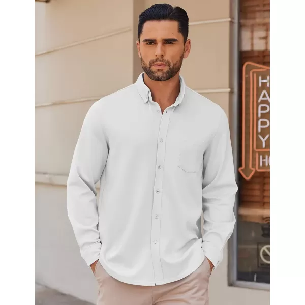 COOFANDY Mens Long Sleeve Button Down Shirt Wrinkle Free Casual Shirt for Men Untucked Shirts with Pocket for Wedding