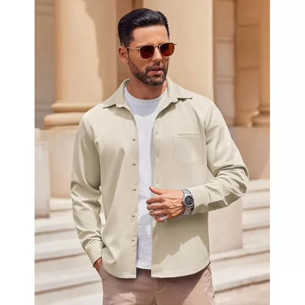 COOFANDY Mens Long Sleeve Button Down Shirt Wrinkle Free Casual Shirt for Men Untucked Shirts with Pocket for Wedding