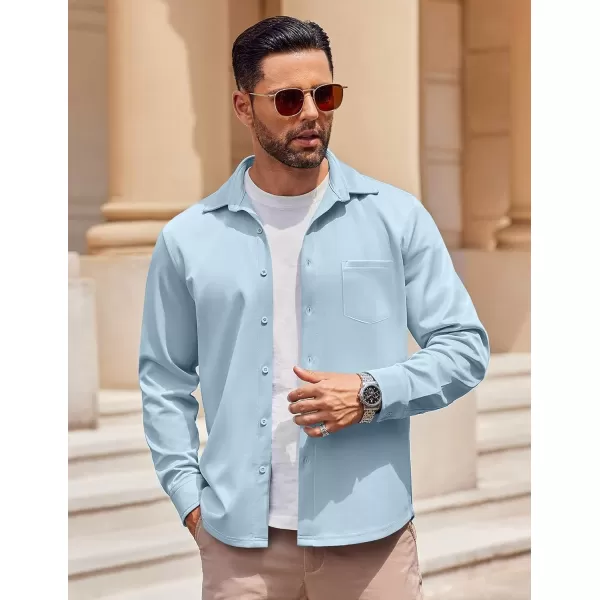 COOFANDY Mens Long Sleeve Button Down Shirt Wrinkle Free Casual Shirt for Men Untucked Shirts with Pocket for Wedding