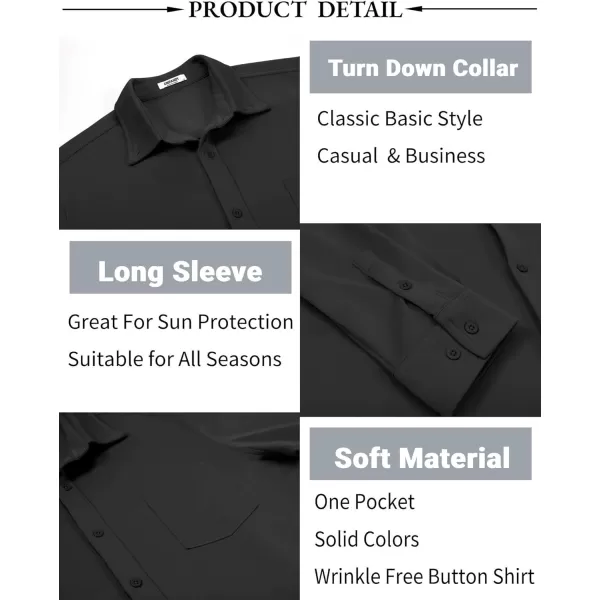 COOFANDY Mens Long Sleeve Button Down Shirt Wrinkle Free Casual Shirt for Men Untucked Shirts with Pocket for Wedding