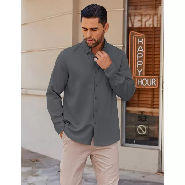 COOFANDY Mens Long Sleeve Button Down Shirt Wrinkle Free Casual Shirt for Men Untucked Shirts with Pocket for Wedding
