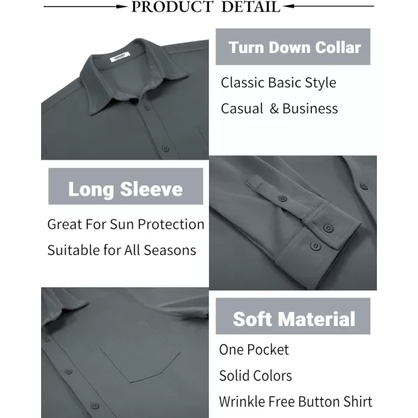 COOFANDY Mens Long Sleeve Button Down Shirt Wrinkle Free Casual Shirt for Men Untucked Shirts with Pocket for Wedding