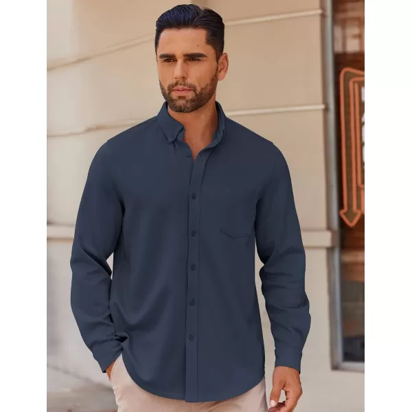COOFANDY Mens Long Sleeve Button Down Shirt Wrinkle Free Casual Shirt for Men Untucked Shirts with Pocket for Wedding