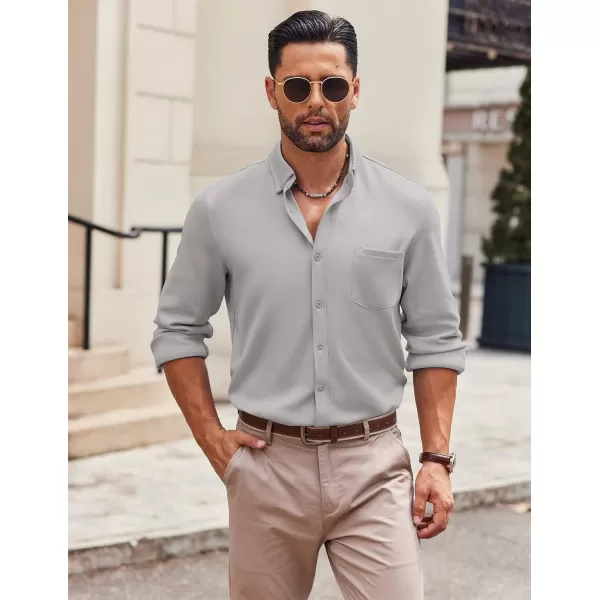 COOFANDY Mens Long Sleeve Button Down Shirt Wrinkle Free Casual Shirt for Men Untucked Shirts with Pocket for Wedding