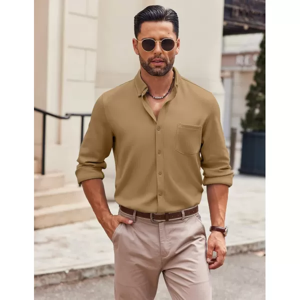COOFANDY Mens Long Sleeve Button Down Shirt Wrinkle Free Casual Shirt for Men Untucked Shirts with Pocket for Wedding