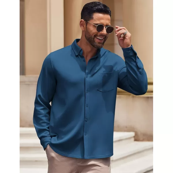 COOFANDY Mens Long Sleeve Button Down Shirt Wrinkle Free Casual Shirt for Men Untucked Shirts with Pocket for Wedding