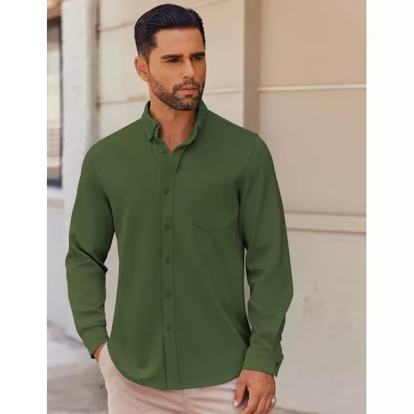 COOFANDY Mens Long Sleeve Button Down Shirt Wrinkle Free Casual Shirt for Men Untucked Shirts with Pocket for Wedding
