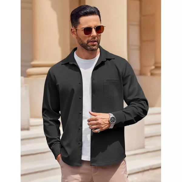 COOFANDY Mens Long Sleeve Button Down Shirt Wrinkle Free Casual Shirt for Men Untucked Shirts with Pocket for Wedding