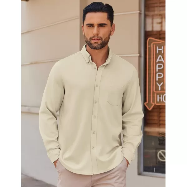 COOFANDY Mens Long Sleeve Button Down Shirt Wrinkle Free Casual Shirt for Men Untucked Shirts with Pocket for Wedding