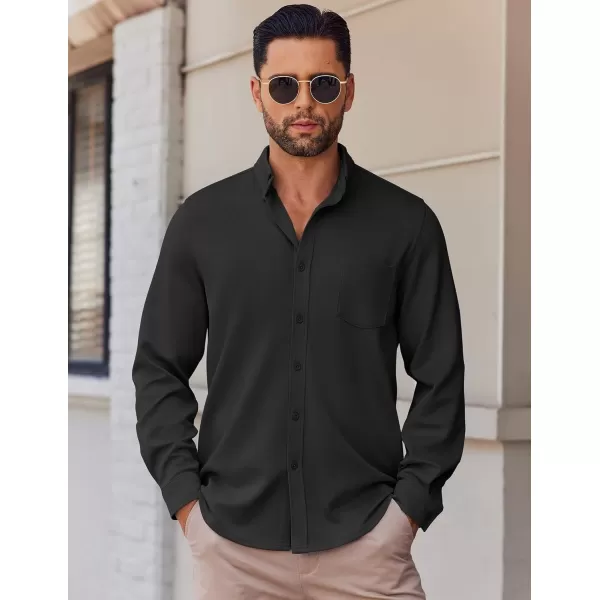 COOFANDY Mens Long Sleeve Button Down Shirt Wrinkle Free Casual Shirt for Men Untucked Shirts with Pocket for Wedding