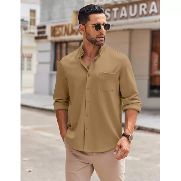 COOFANDY Mens Long Sleeve Button Down Shirt Wrinkle Free Casual Shirt for Men Untucked Shirts with Pocket for Wedding