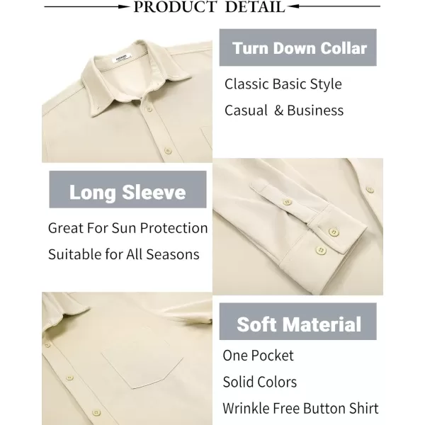COOFANDY Mens Long Sleeve Button Down Shirt Wrinkle Free Casual Shirt for Men Untucked Shirts with Pocket for Wedding