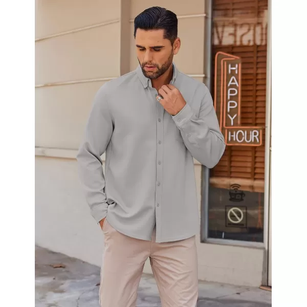 COOFANDY Mens Long Sleeve Button Down Shirt Wrinkle Free Casual Shirt for Men Untucked Shirts with Pocket for Wedding