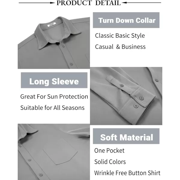COOFANDY Mens Long Sleeve Button Down Shirt Wrinkle Free Casual Shirt for Men Untucked Shirts with Pocket for Wedding