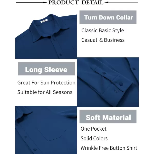 COOFANDY Mens Long Sleeve Button Down Shirt Wrinkle Free Casual Shirt for Men Untucked Shirts with Pocket for Wedding