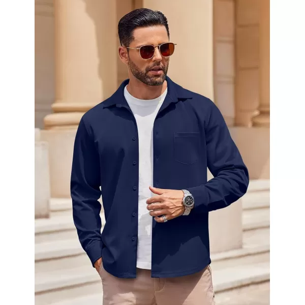 COOFANDY Mens Long Sleeve Button Down Shirt Wrinkle Free Casual Shirt for Men Untucked Shirts with Pocket for Wedding