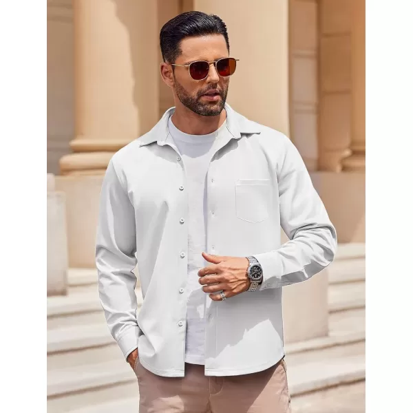 COOFANDY Mens Long Sleeve Button Down Shirt Wrinkle Free Casual Shirt for Men Untucked Shirts with Pocket for Wedding