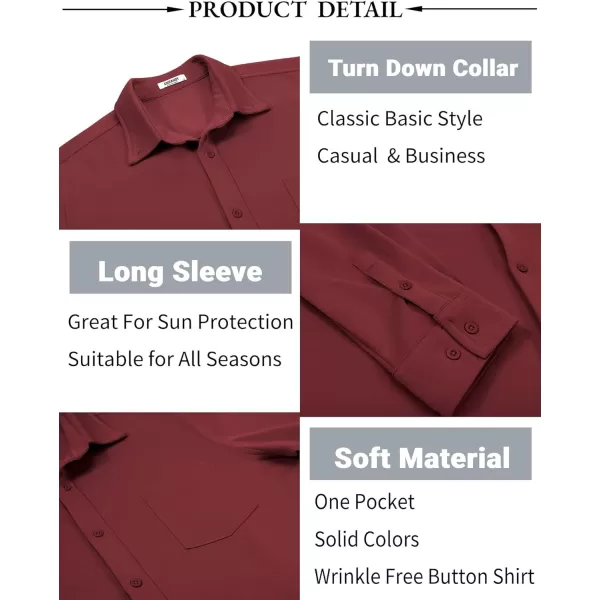 COOFANDY Mens Long Sleeve Button Down Shirt Wrinkle Free Casual Shirt for Men Untucked Shirts with Pocket for Wedding