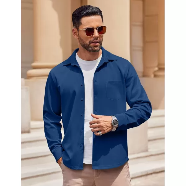 COOFANDY Mens Long Sleeve Button Down Shirt Wrinkle Free Casual Shirt for Men Untucked Shirts with Pocket for Wedding