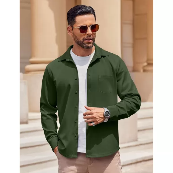COOFANDY Mens Long Sleeve Button Down Shirt Wrinkle Free Casual Shirt for Men Untucked Shirts with Pocket for Wedding