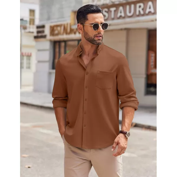 COOFANDY Mens Long Sleeve Button Down Shirt Wrinkle Free Casual Shirt for Men Untucked Shirts with Pocket for Wedding