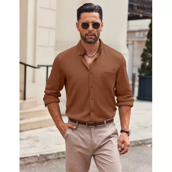 COOFANDY Mens Long Sleeve Button Down Shirt Wrinkle Free Casual Shirt for Men Untucked Shirts with Pocket for Wedding