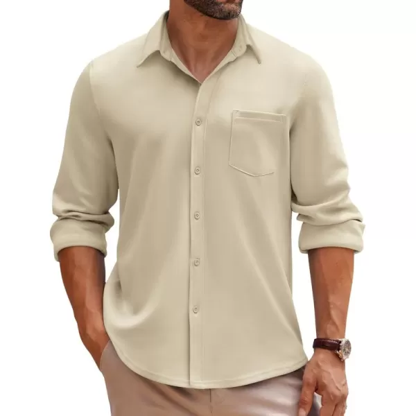 COOFANDY Mens Long Sleeve Button Down Shirt Wrinkle Free Casual Shirt for Men Untucked Shirts with Pocket for Wedding