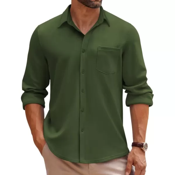 COOFANDY Mens Long Sleeve Button Down Shirt Wrinkle Free Casual Shirt for Men Untucked Shirts with Pocket for Wedding
