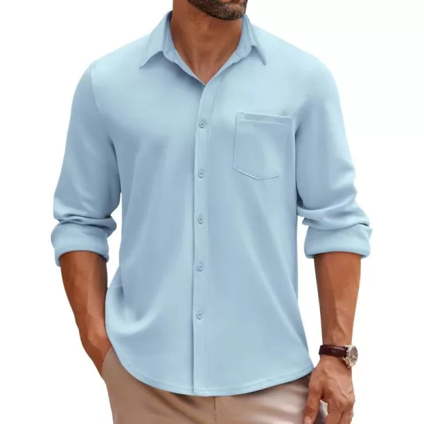 COOFANDY Mens Long Sleeve Button Down Shirt Wrinkle Free Casual Shirt for Men Untucked Shirts with Pocket for Wedding