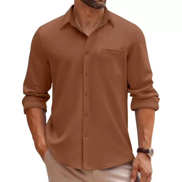COOFANDY Mens Long Sleeve Button Down Shirt Wrinkle Free Casual Shirt for Men Untucked Shirts with Pocket for Wedding