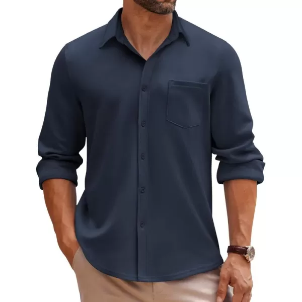 COOFANDY Mens Long Sleeve Button Down Shirt Wrinkle Free Casual Shirt for Men Untucked Shirts with Pocket for Wedding