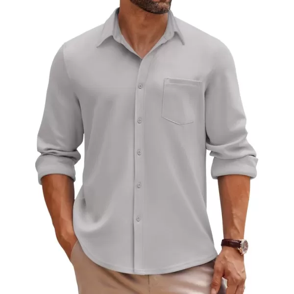 COOFANDY Mens Long Sleeve Button Down Shirt Wrinkle Free Casual Shirt for Men Untucked Shirts with Pocket for Wedding