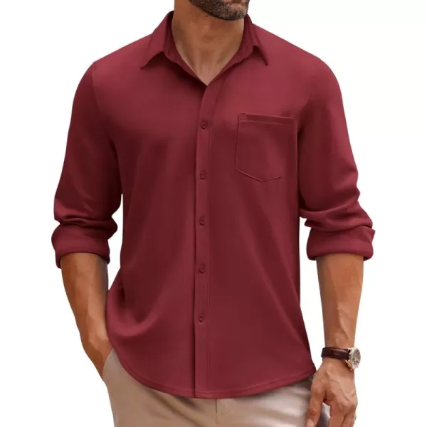COOFANDY Mens Long Sleeve Button Down Shirt Wrinkle Free Casual Shirt for Men Untucked Shirts with Pocket for Wedding