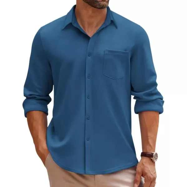 COOFANDY Mens Long Sleeve Button Down Shirt Wrinkle Free Casual Shirt for Men Untucked Shirts with Pocket for Wedding