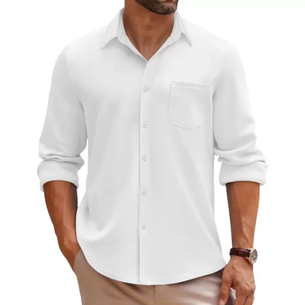 COOFANDY Mens Long Sleeve Button Down Shirt Wrinkle Free Casual Shirt for Men Untucked Shirts with Pocket for Wedding