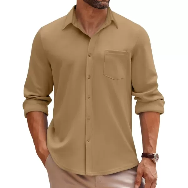 COOFANDY Mens Long Sleeve Button Down Shirt Wrinkle Free Casual Shirt for Men Untucked Shirts with Pocket for Wedding