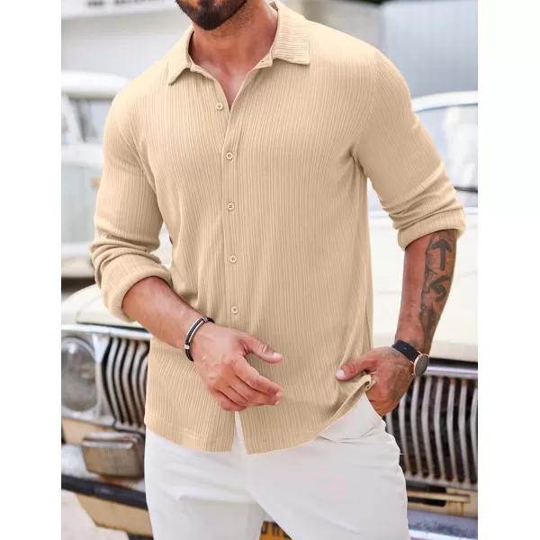 COOFANDY Athletic Fit Dress Shirts for Men Ribbed Knit Textured Button Down Shirts