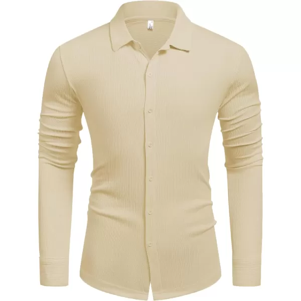 COOFANDY Athletic Fit Dress Shirts for Men Ribbed Knit Textured Button Down Shirts