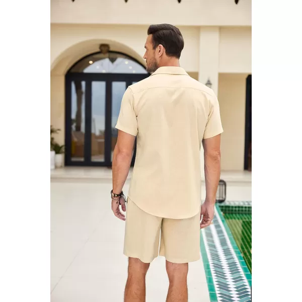 COOFANDY Mens Beach Outfits for Vacation 2 Piece Short Set Guayabra Sets Resort Wear