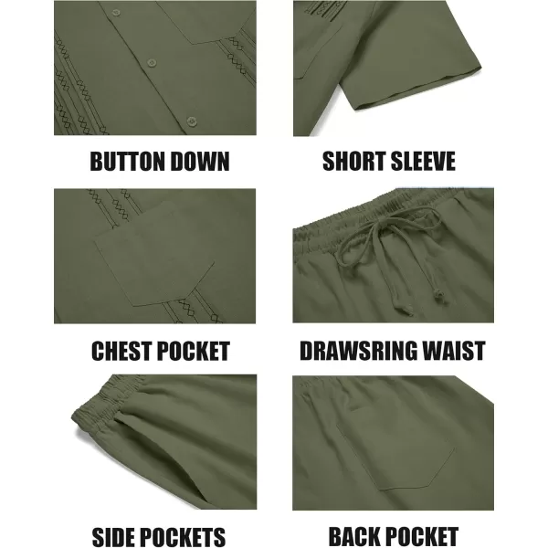 COOFANDY Mens Beach Outfits for Vacation 2 Piece Short Set Guayabra Sets Resort Wear