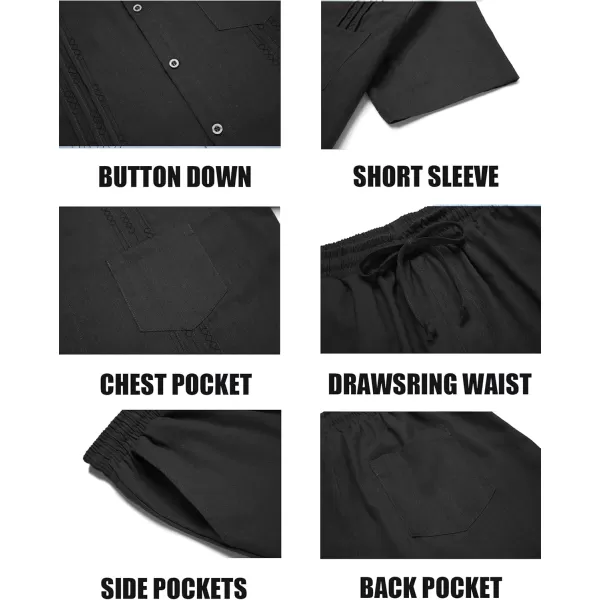 COOFANDY Mens Beach Outfits for Vacation 2 Piece Short Set Guayabra Sets Resort Wear