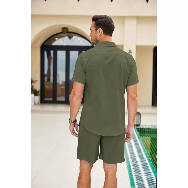 COOFANDY Mens Beach Outfits for Vacation 2 Piece Short Set Guayabra Sets Resort Wear