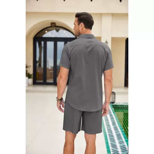 COOFANDY Mens Beach Outfits for Vacation 2 Piece Short Set Guayabra Sets Resort Wear