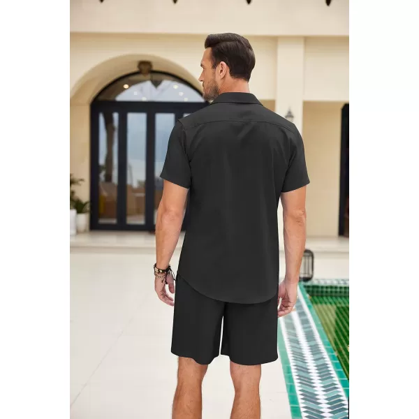 COOFANDY Mens Beach Outfits for Vacation 2 Piece Short Set Guayabra Sets Resort Wear