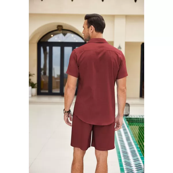 COOFANDY Mens Beach Outfits for Vacation 2 Piece Short Set Guayabra Sets Resort Wear
