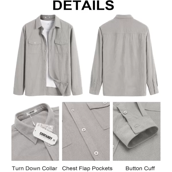 COOFANDY Men's Button Down Waffle Shirt Jacket Casual Long Sleeve Shacket Lightweight Overshirts with Flap Pockets