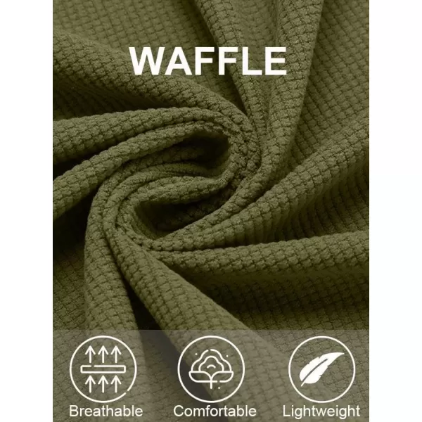 COOFANDY Men's Button Down Waffle Shirt Jacket Casual Long Sleeve Shacket Lightweight Overshirts with Flap Pockets