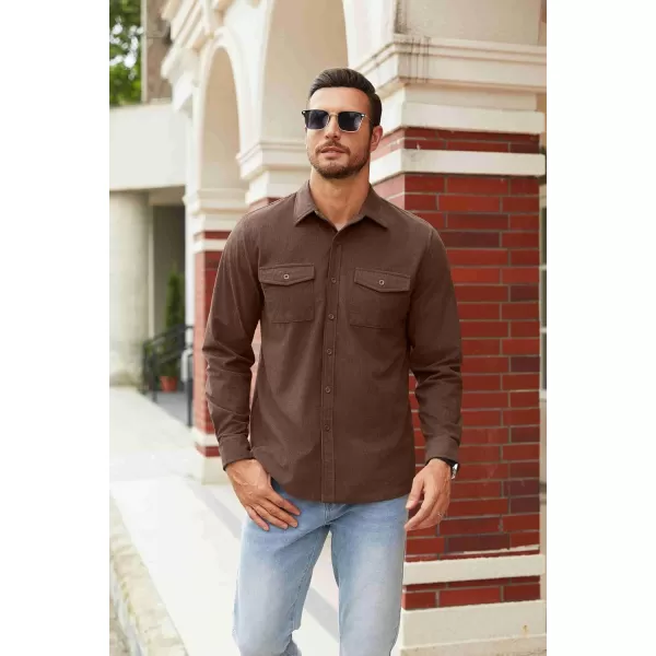 COOFANDY Men's Button Down Waffle Shirt Jacket Casual Long Sleeve Shacket Lightweight Overshirts with Flap Pockets