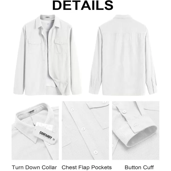 COOFANDY Men's Button Down Waffle Shirt Jacket Casual Long Sleeve Shacket Lightweight Overshirts with Flap Pockets