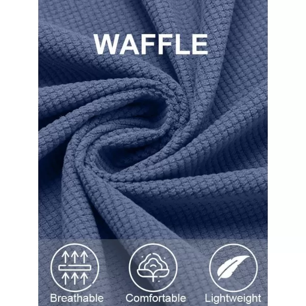 COOFANDY Men's Button Down Waffle Shirt Jacket Casual Long Sleeve Shacket Lightweight Overshirts with Flap Pockets